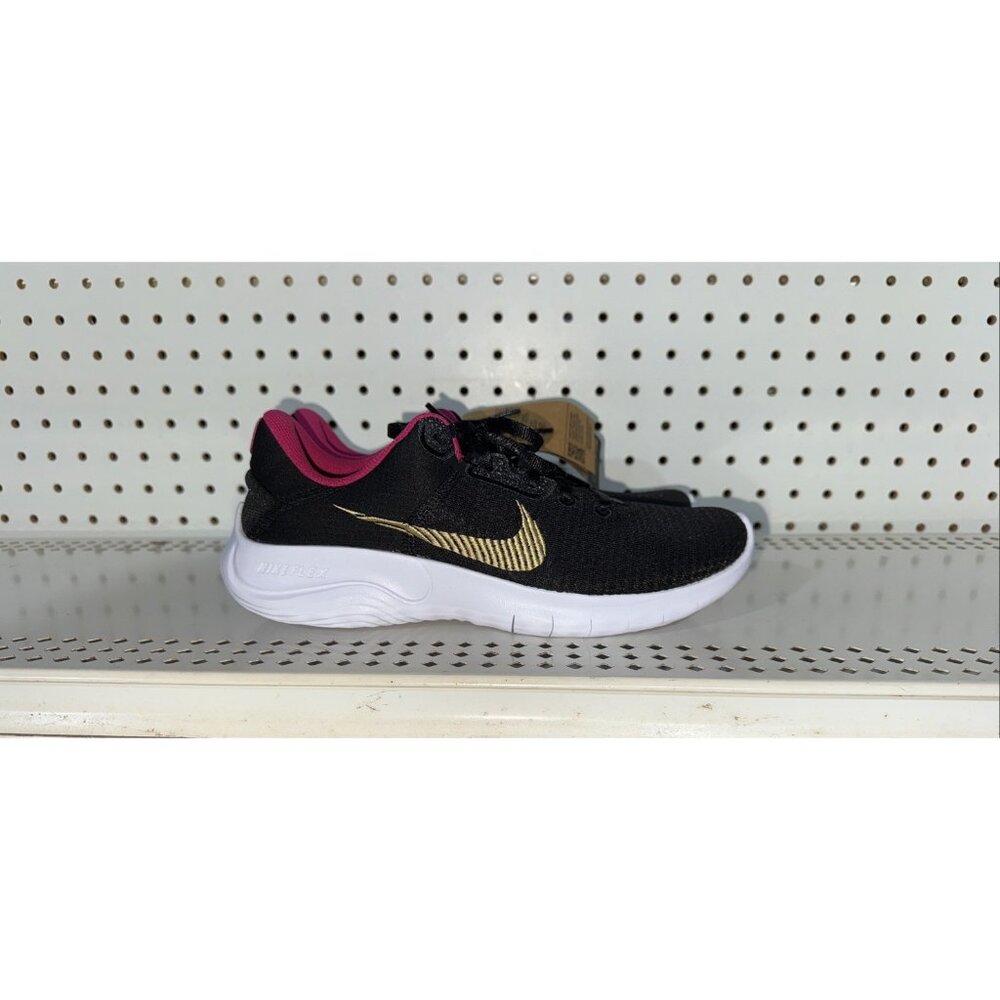 Nike Flex Experience Run 11 Womens Athletic Running Shoes Size 8 Black Pink Gold